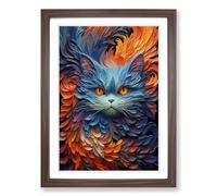 Persian Cat Orphism Framed Wall Art Print A2 Walnut