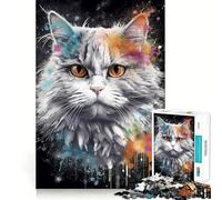 Persian Cat Painting 1000 Pieces Jigsaw Puzzles for Teenagers Solid Logic Toy Peaceful Fun Precision Cut Amazing Present (38x52cm)