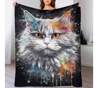 Persian Cat Painting Luxury Plush Cozy Blanket for Bed for Settee Dad Blanket from Daughter for Girlfriend Couple Romantic 70x80inch(180x200cm)