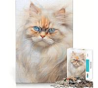 Persian Cat Sketch 1000 Piece Jigsaw Puzzles for Teenagers Memory Boost Home Leisure Image Assembly Lovely Gift (38x52cm)