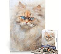 Persian Cat Sketch Jigsaw Puzzles for Adults 1000 Pieces Clear Logic Toy Quiet Hobby Perfect Cut Stylish Gift (50x75cm)
