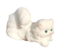 Persian Cat Taba Silicone Fuzzy Handmade Stress Toy Soft Sensory Relaxation for Adults Kids Anxiety Novelty (White, 13cmX7cm)
