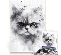 Persian Cat Watercolor Jigsaw Puzzle 1000 Piece for Teenagers Strengthen Recall Calm Relax Quality Edge Perfect Present (38x26cm)