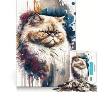 Persian Cat Watercolor Puzzle for Teenagers 1000 Pieces Mind Exercise Toy Gentle Relax Design Assembly Xmas Surprise (50x75cm)