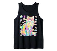 Persian Cat with Hearts Sunglasses Seashells Coastal Summer Tank Top