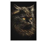 Persian Cats Black Gold Artistic Wooden Jigsaw Puzzle for Adults, 1000 PCS