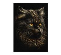 Persian Cats Black Gold Illustrated Jigsaw Puzzle for Adults, 300 PCS