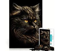 Persian Cats Black Gold Jigsaw Puzzles 1000 Piece for Adults Think Smart Toy Together Fun Accurate Cut Art Display (38x26cm)