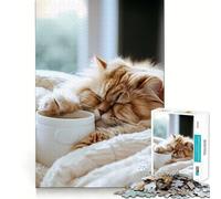 Persian Coffee Cup Cat 1000 Piece Jigsaw Puzzle for Teenagers Logic Toy Group Play Precision Cut Thoughtful Gift (38x26cm)