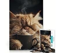 Persian Coffee Cup Cat 1000 Piece Jigsaw Puzzles for Adults Mind Skill Toy Casual Relax Design Assembly Art Collection Piece (50x75cm)