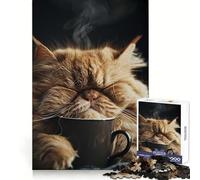Persian Coffee Cup Cat 1000 Piece Jigsaw Puzzles for Adults Mind Skill Toy Casual Relax Design Assembly Art Collection Piece (50x75cm)