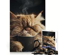 Persian Coffee Cup Cat 1000 Piece Jigsaw Puzzles for Teenagers Jigsaw Recall Build Easy Leisure Neat Cut Santa Wish Gift (38x26cm)