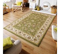 Persian Easy To Clean Bordered Floral Green Traditional Rug For Dining Room-80Cm X 140Cm