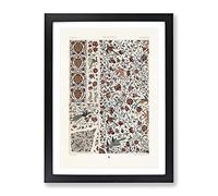 Persian Flowers & Birds Pattern By Albert Racinet Vintage Framed Print | A3 Black Framed Wall Art | Ready to Hang | Classic Floral Picture | Living Room Bedroom Lounge Office