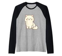 Persian Kawaii Cat Drawing. Cute Animal Artwork Raglan Baseball Tee