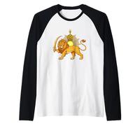 Persian Lion and Sun Symbol Pahlavi Imperial Crown Raglan Baseball Tee