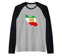 Persian Lion Flag, Iran Map, Iranian Heritage Flag ... Raglan Baseball Tee
