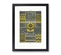 Persian Pattern By Albert Racinet Vintage Framed Wall Art Print, Ready to Hang Picture for Living Room Bedroom Home Office Décor, Black A3 (34 x 46 cm)