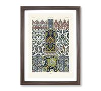 Persian Patterns By Albert Racinet Vintage Framed Wall Art Print, Ready to Hang Picture for Living Room Bedroom Home Office Décor, Walnut A3 (34 x 46 cm)