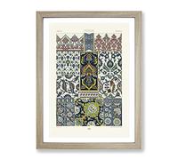 Persian Patterns By Albert Racinet Vintage Framed Wall Art Print, Ready to Hang Picture for Living Room Bedroom Home Office Décor, Oak A3 (34 x 46 cm)