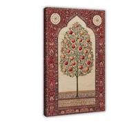 Persian Pomegranate Tree, Middle Eastern Geometric Culture Canvas Poster Bedroom Decor Landscape Office Room Decor Gift 16x24inch(40x60cm)