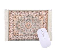 Persian Rug Mouse Pad - Vintage Bohemian Carpet Style Desk Mat with Fringed Edges, Non-Slip Rubber Base, Aesthetic Table Decor for Home & Office