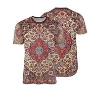 Persian Rug T Shirt Oriental Carpet Pattern Tee Boho Vintage Tapestry Style Top Mandala Design Clothing Bohemian Fashion Gift Casual Printed Shirt Multicolour