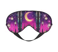 Persian Starry Night and Mosque Print Sleep Mask with Adjustable Strap, Comfortable Eye Cover for Travel, Yoga, Napping, Sleeping & Relaxation