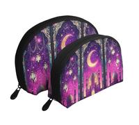 Persian Starry Night and Mosque Printed Makeup Bags 2-Piece Portable Shell Travel Toiletry Bag
