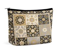 Persian StyleLarge Capacity PU Makeup Bag Travel Cosmetic Organizer with Zipper Closure, Water-Resistant Toiletry Pouch for Daily Use, Makeup Case for Women