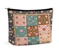 Persian StyleLarge Capacity PU Makeup Bag Travel Cosmetic Organizer with Zipper Closure, Water-Resistant Toiletry Pouch for Daily Use, Makeup Case for Women