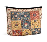 Persian StyleLarge Capacity PU Makeup Bag Travel Cosmetic Organizer with Zipper Closure, Water-Resistant Toiletry Pouch for Daily Use, Makeup Case for Women