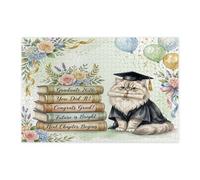 Persians Cat Congrats Grad Jigsaw Puzzles for Adults 1000 Piece, Graduation Book Wooden Puzzles, Class of 2026 Pattern Decor for Home Entertainment