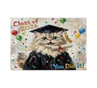 Persians Cat Congrats Grad Jigsaw Puzzles for Adults 300 Piece, Fun Kitten Graduation Wooden Puzzles, Class of 2026 Printed Decorations for Entertainment Party