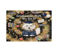 Persians Cat Congrats Grad Jigsaw Puzzles for Adults 300 Piece, Gold Black Graduation Wooden Printed Puzzles, Class of 2026 Pattern Decorations for Entertainment Party