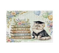 Persians Cat Congrats Grad Jigsaw Puzzles for Adults 300 Piece, Graduation Book Wooden Puzzles, Class of 2026 Pattern Decor for Home Entertainment