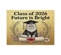Persians Cat Congrats Grad Jigsaw Puzzles for Adults 500 Piece, Graduation Diploma Wooden Puzzles, Class of 2026 Pattern Decorations for Home Entertainment