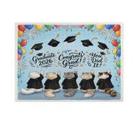 Persians Cat Congrats Grad Jigsaw Puzzles for Adults 500 Piece, Kitten Celebration Wooden Printed Puzzles, Graduation Pattern Decor for Home Entertainment