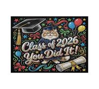 Persians Cat Congrats Grad Jigsaw Puzzles for Adults 500 Piece, Kitten Graduation Wooden Printed Puzzles, Class of 2026 Pattern Decorations for Home Entertainment