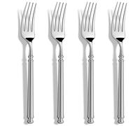 Persify Dinner Forks,Manual Forged 18/10 Stainless Steel Silverware Forks,Modern Round Handle Cutlery Table Forks,Set of 4,Mirror Finish and Dishwasher Safe