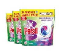 Persil Colour Laundry Capsules 4 in 1 102 Washes 3 Pack - Fast Dissolving Washing Pods for Bright Colours, Powerful Cleaning & Fabric Care Protection