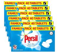 Persil Laundry Tablets Family Pack Gentle next to Skin Touch on Stains New Concentrated Formula for Effortless Laundry, Non-Bio 40 tablets, 20 Wash 1.2KG Pack of 6