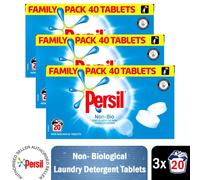 Persil Non-Bio Washing Detergent 40 Tablets, Pack of 3, 20 Wash, 1.2kg