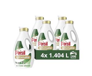 Persil Ultimate Active Clean Laundry Washing Liquid Detergent fights odours and stains for 14 days of freshness 4x 1.404 L (208 washes)