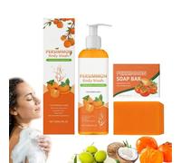 Persimmon Body Wash And Persimmon Soap Bar Set, Body Wash Odor Control For Face & Body,Purifying Deodorizing Odor Eliminator For Women & Men, Deodorant Soap For Old People Smell (1Set)