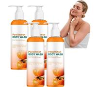 Persimmon Body Wash for Body Odor Control - Natural Deodorant Soap for Eliminating Odor - Underarms, Intimate Inner Thigh, Bikini Area, Smelly Feet - Purifying Deodorizing Soap (4pcs)
