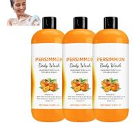 Persimmon Body Wash for Body Odor Controlling, Natural Deodorant Wash, Deeply Cleansing & Moisturizing, Fresher Scent, Gentle Ingredient Persimmon Extraction Oil for Women (3pcs)