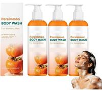 Persimmon Body Wash for Old People Smell,Deep Cleansing Body Deodorizing with Persimmon & Green Tea Extracts,Natural Deodorant Bar Soap for Strong Odor Smelly Feet Remove,Refreshing&Non-Drying (3 Pcs)