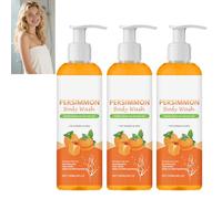 Persimmon Body Wash for Old People Smell, Natural Persimmon Shower Gel for Deeply Cleansing and Moisturizing Body, Refreshing Scent for Strong Odor Removal, Even Skin Tone, Smooth Skin (3pcs)
