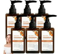 Persimmon Body Wash for Old People Smell, Purifying Deodorizing Nonenal, Gentle Shower Gel for Sensitive Skin, Body Wash for Fresh Skin & Body Odor, Natural Body Odor Eliminator, Rich Lather (6pcs)
